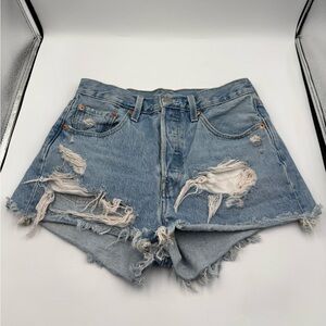 Levi’s Button Fly Cotton High-Rise Denim Shorts